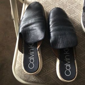 Calvin Klein Navy mules